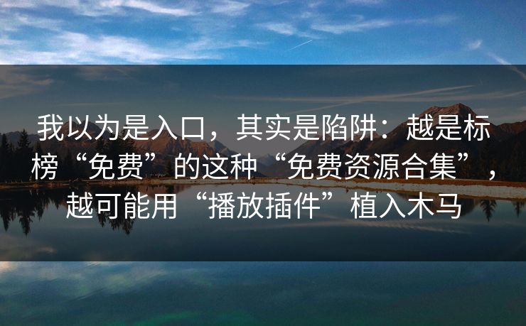 我以为是入口，其实是陷阱：越是标榜“免费”的这种“免费资源合集”，越可能用“播放插件”植入木马