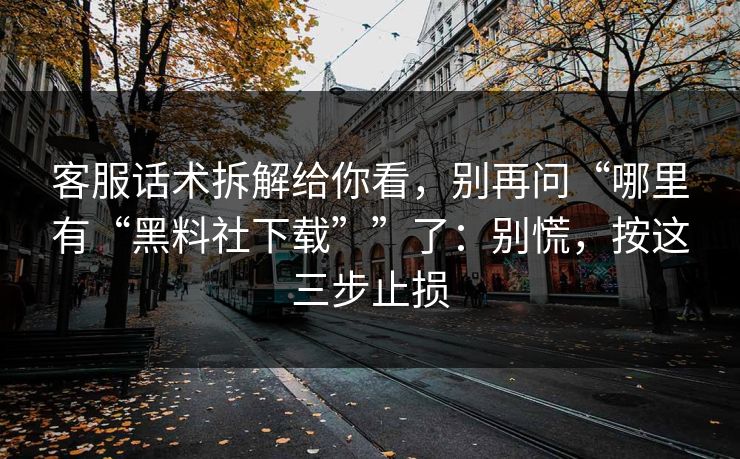 客服话术拆解给你看，别再问“哪里有“黑料社下载””了：别慌，按这三步止损